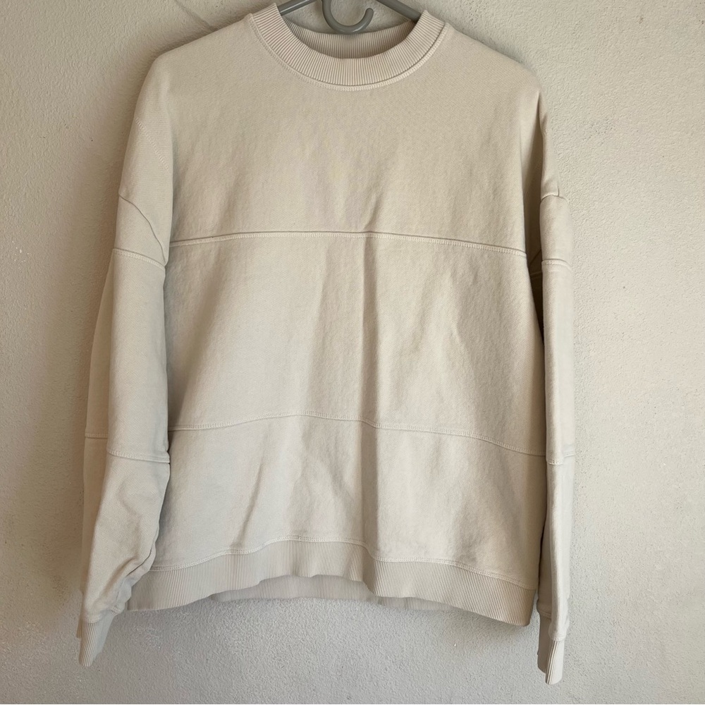 Axel Arigato Sz Large Logo Pullover Sweatshirt Cream White Cotton Embroidered